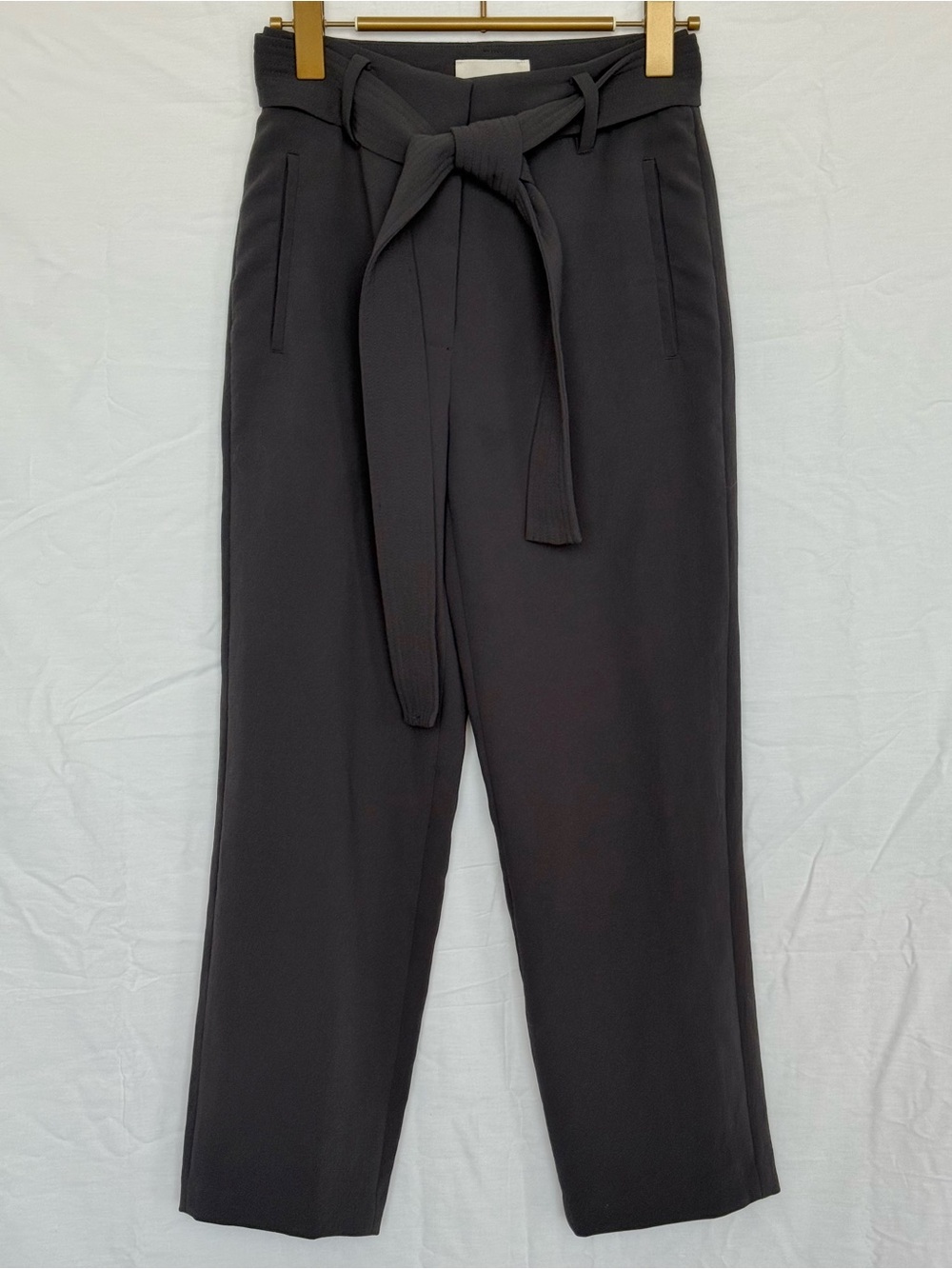 Charcoal Grey Aritzia Wilfred Tie Front Trousers